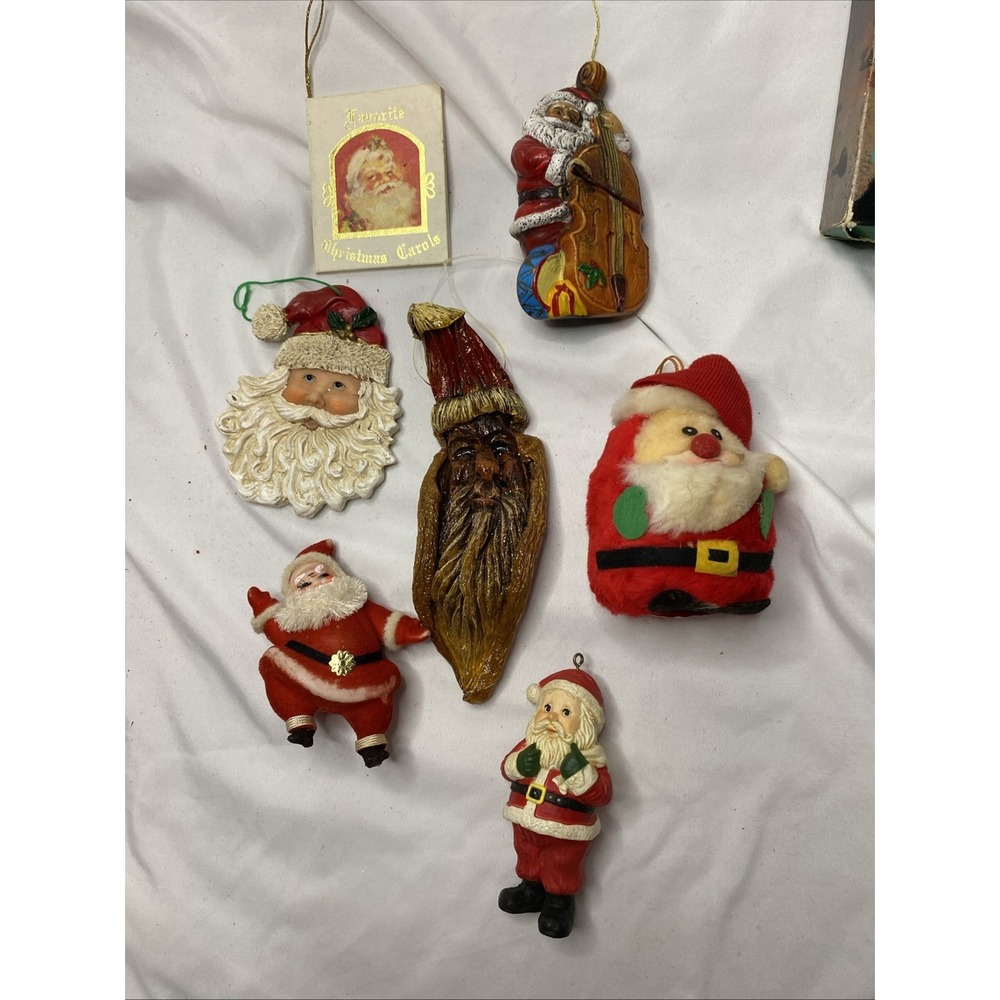 Lot Of 7 Vintage Santa Claus Ornaments